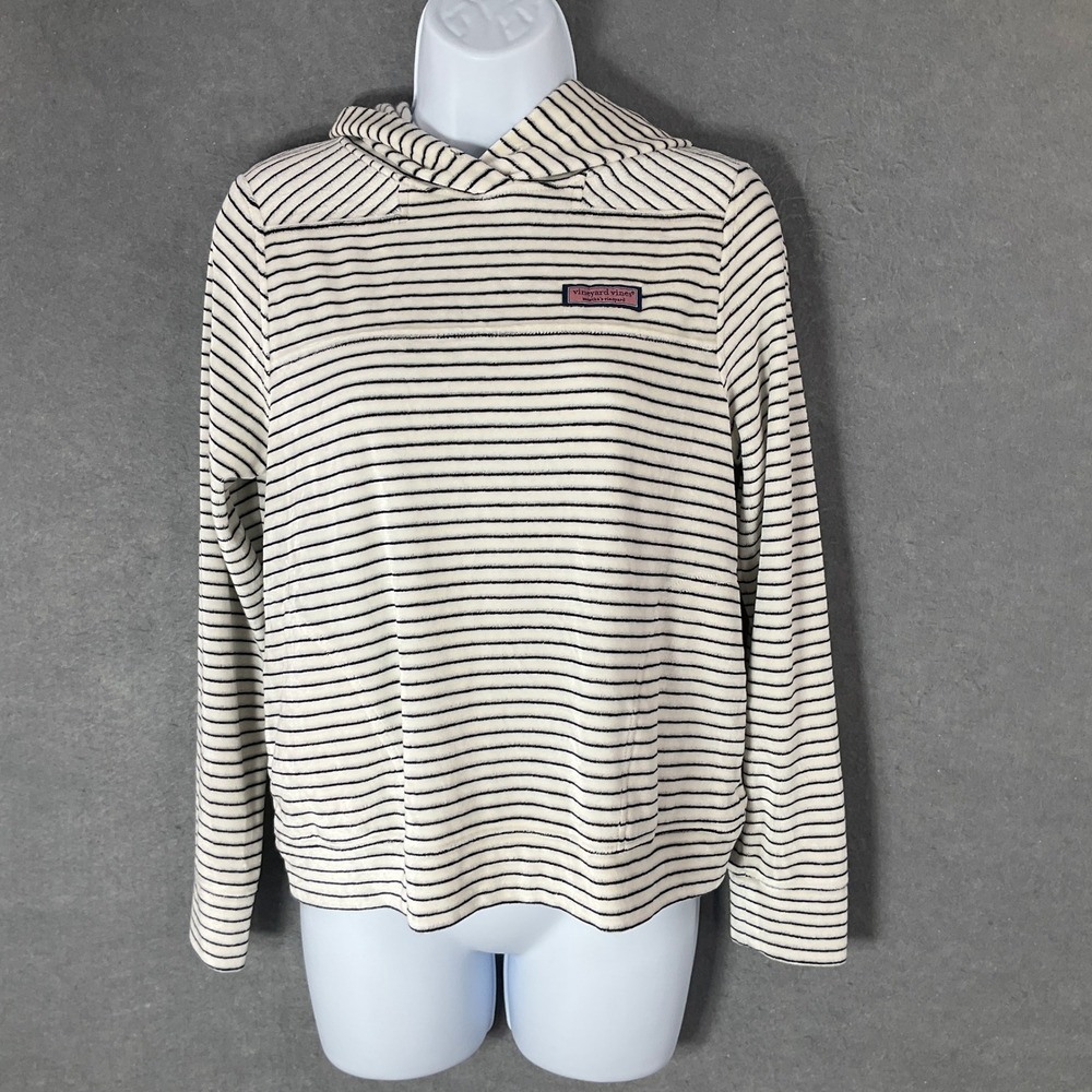 Vineyard Vines Striped Pullover Hoodie Velvet Comfy Casual Layering Top XS